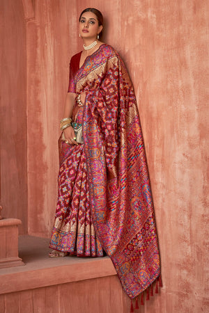 Rosewood Maroon Digital Print Saree