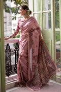 pink digital print saree