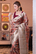 Digital Print Saree Saffron Orange Digital Print Saree saree online