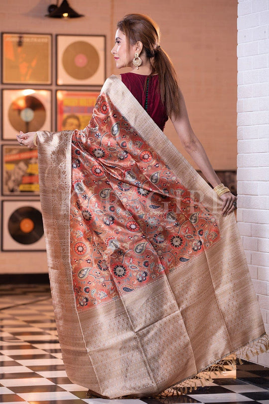 Digital Print Saree Saffron Orange Digital Print Saree saree online