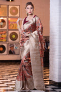Digital Print Saree Saffron Orange Digital Print Saree saree online