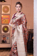 Digital Print Saree Saffron Orange Digital Print Saree saree online