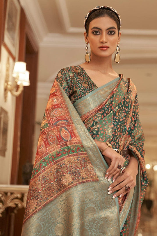 Digital Print Saree Sage Green Digital Printed Saree saree online