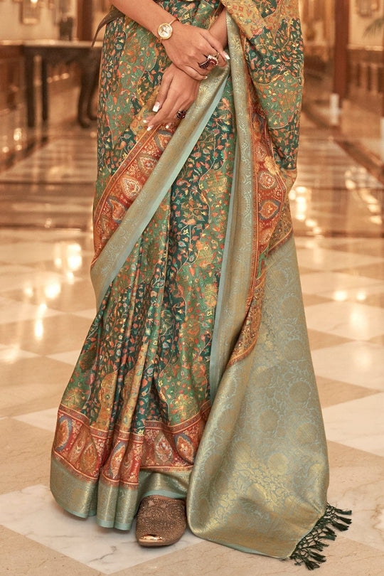 Digital Print Saree Sage Green Digital Printed Saree saree online