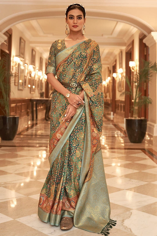 Digital Print Saree Sage Green Digital Printed Saree saree online