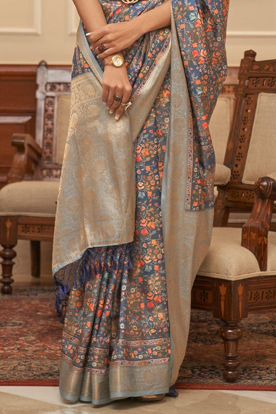 Digital Print Saree Salvia Blue Digital Printed Saree saree online