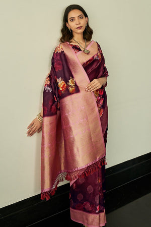 Sangria Purple Digital Print Saree