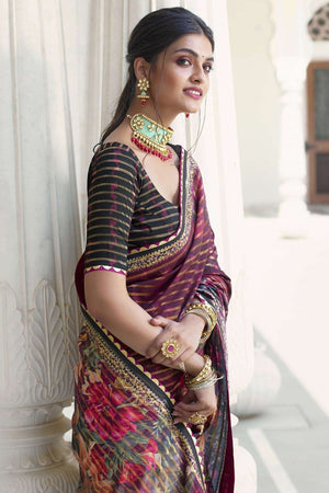 Digital Print Saree Sangria Purple Digital Printed Saree saree online