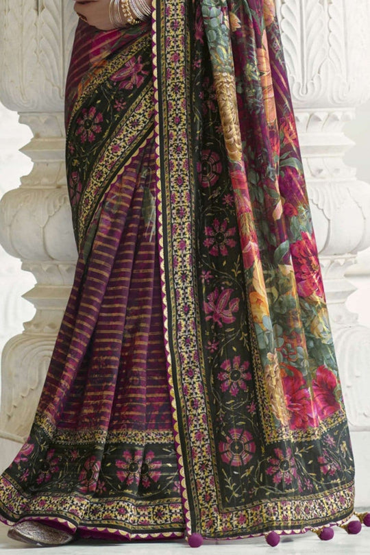 Digital Print Saree Sangria Purple Digital Printed Saree saree online