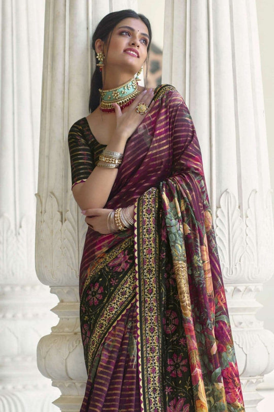 Digital Print Saree Sangria Purple Digital Printed Saree saree online