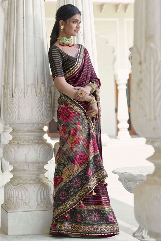 Digital Print Saree Sangria Purple Digital Printed Saree saree online