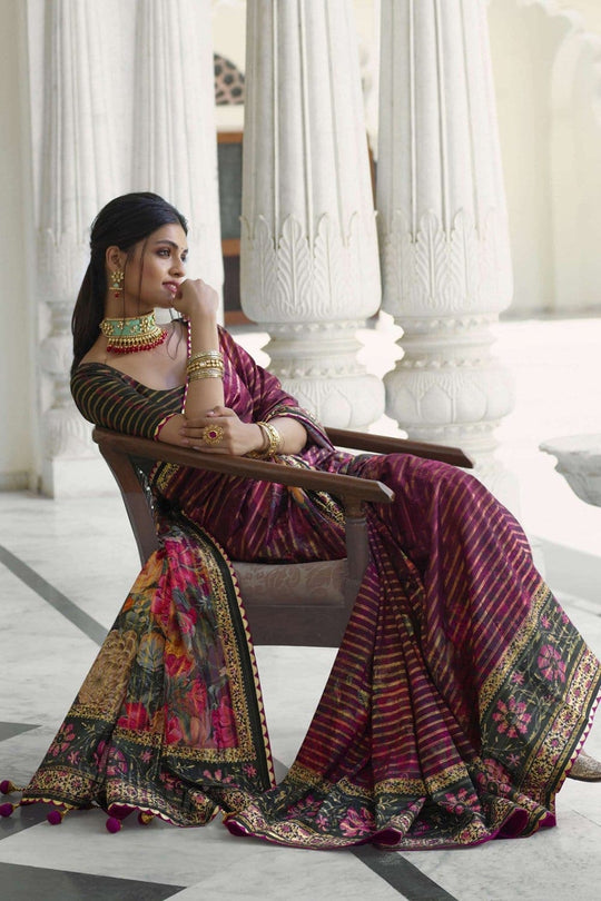 Digital Print Saree Sangria Purple Digital Printed Saree saree online