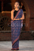 Digital Print Saree Sapphire Blue Ajrakh Saree saree online