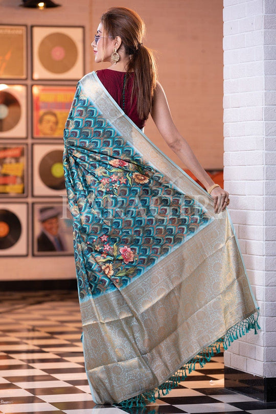 Digital Print Saree Sapphire Blue Digital Print Saree saree online