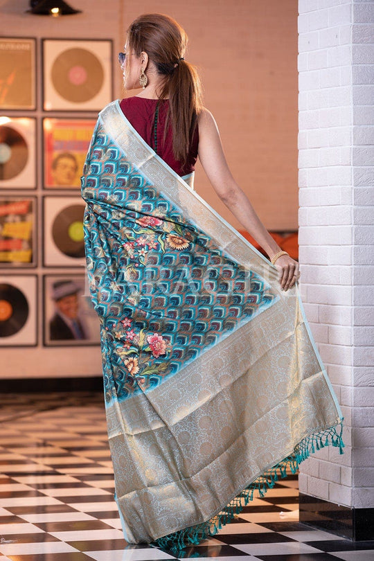 Digital Print Saree Sapphire Blue Digital Print Saree saree online