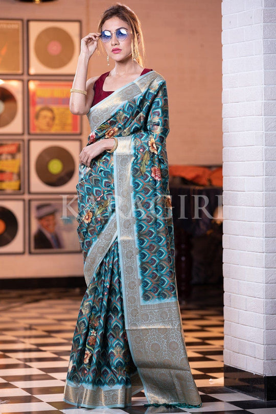 Digital Print Saree Sapphire Blue Digital Print Saree saree online