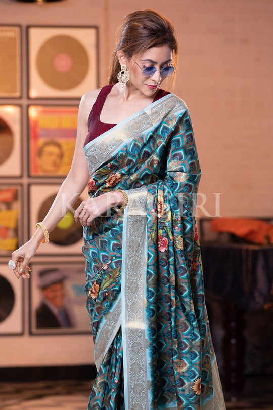 Digital Print Saree Sapphire Blue Digital Print Saree saree online