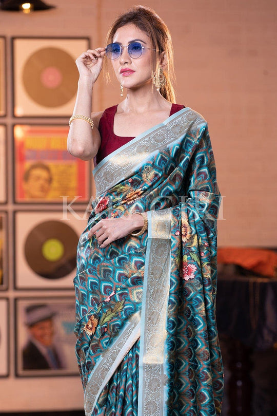 Digital Print Saree Sapphire Blue Digital Print Saree saree online