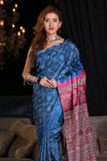 Digital Print Saree Sapphire Blue Digital Print Saree saree online