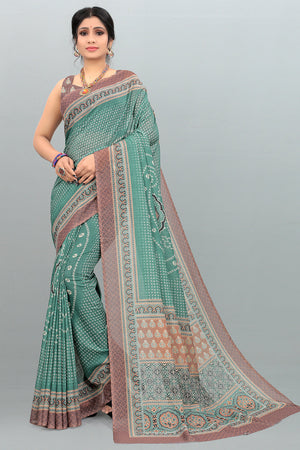 Sea Green Digital Print Saree