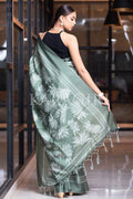 Digital Print Saree Sea Green Kantha Digital Print Saree saree online