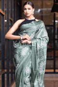 Digital Print Saree Sea Green Kantha Digital Print Saree saree online