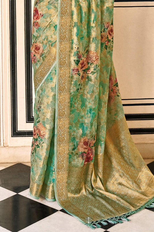 green designer saree