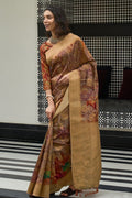 Digital Print Saree Sepia Brown Digital Print Saree saree online