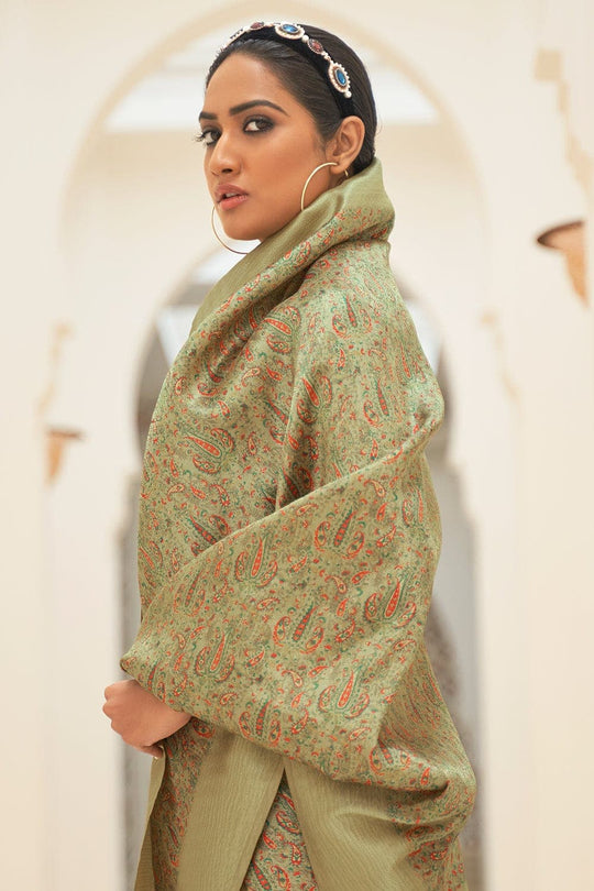 Digital Print Saree Sheen Green Digital Print Saree saree online