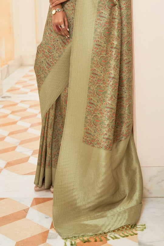 Digital Print Saree Sheen Green Digital Print Saree saree online