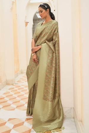 Sheen Green Digital Print Saree