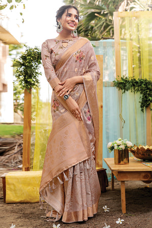 Sienna Brown Digital Print Saree