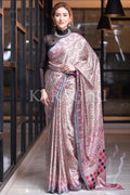 Digital Print Saree Silver Grey Ajrakh Saree saree online
