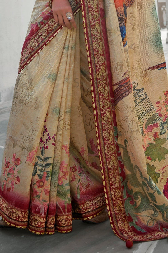 Digital Print Saree Soft Beige Digital Printed Saree saree online
