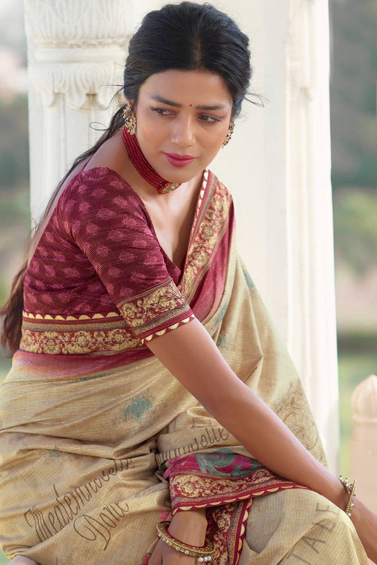Digital Print Saree Soft Beige Digital Printed Saree saree online
