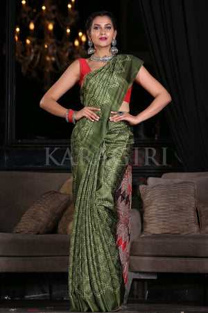 Spring Green Digital Print Saree