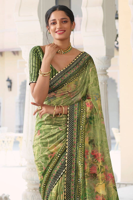 Digital Print Saree Spring Green Digital Printed Saree saree online