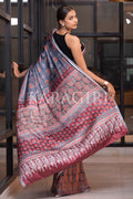 Digital Print Saree Spruce Blue Ajrakh Saree saree online