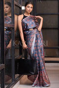 Digital Print Saree Spruce Blue Ajrakh Saree saree online