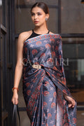 Digital Print Saree Spruce Blue Ajrakh Saree saree online