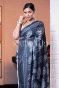 Digital Print Saree Teal Blue Kantha Digital Print Saree saree online