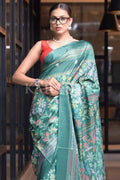 Digital Print Saree Tiffany Blue Kantha Digital Print Saree saree online