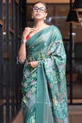 Digital Print Saree Tiffany Blue Kantha Digital Print Saree saree online