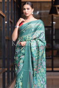 Digital Print Saree Tiffany Blue Kantha Digital Print Saree saree online