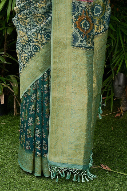 Digital Print Saree Turquoise Blue Digital Print Saree saree online