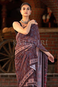 Digital Print Saree Umber Brown Ajrakh Saree saree online