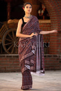 Digital Print Saree Umber Brown Ajrakh Saree saree online