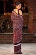 Digital Print Saree Umber Brown Ajrakh Saree saree online