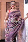 Digital Print Saree Violet Kantha Digital Print Saree saree online