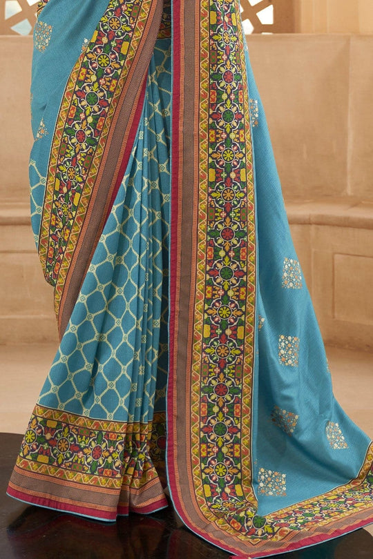 Digital Print Saree Vivid Blue Digital Printed Saree saree online